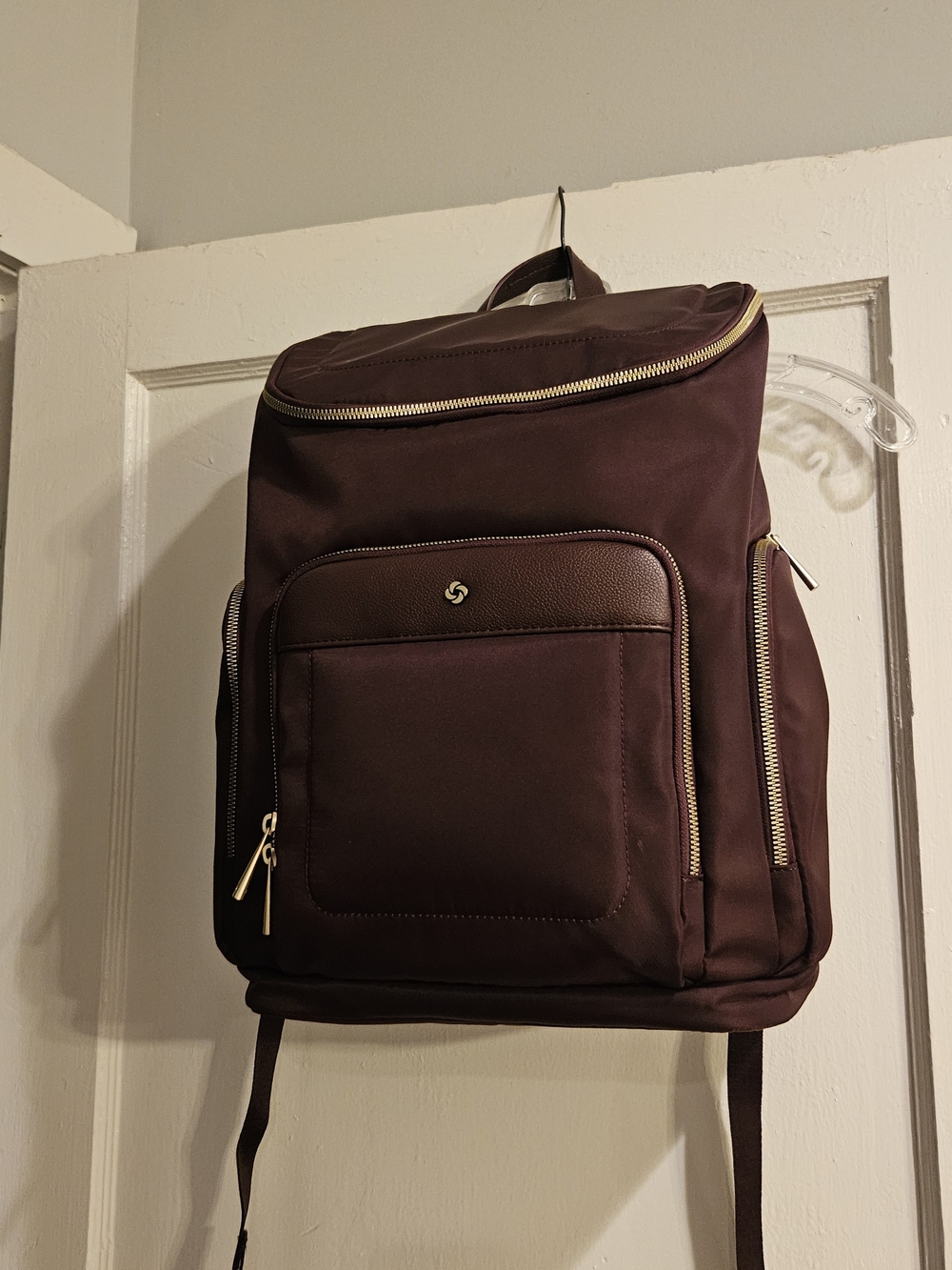 Samsonite Maroon Laptop Backpack with Gold Hardware